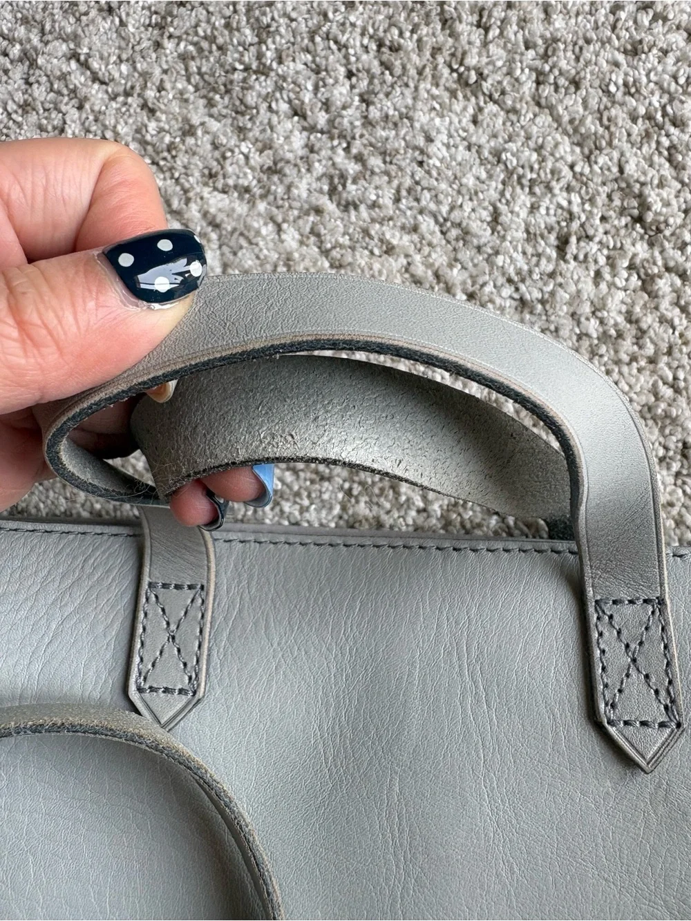 Madewell Light Gray Leather Tote Bag